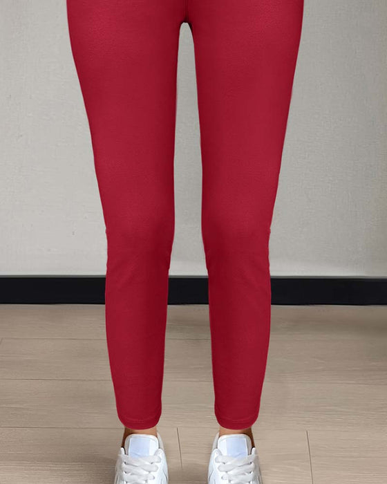 Women's Pocket Solid Skinny Casual Pant