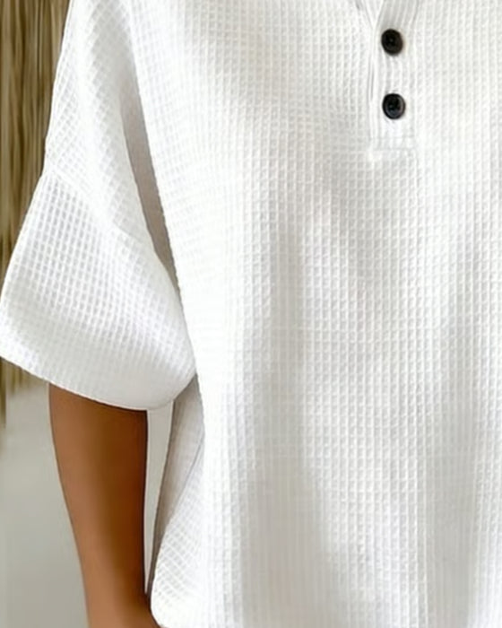 Waffle Loose Casual Top