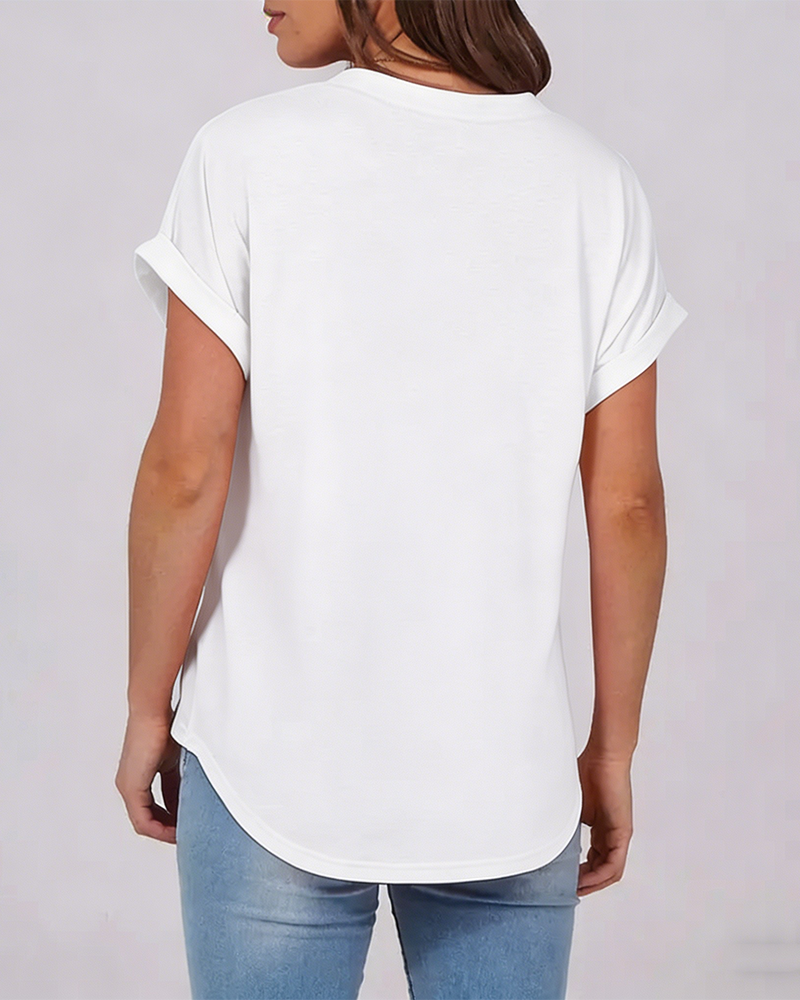 Solid V-Neck Short-Sleeve T-Shirt