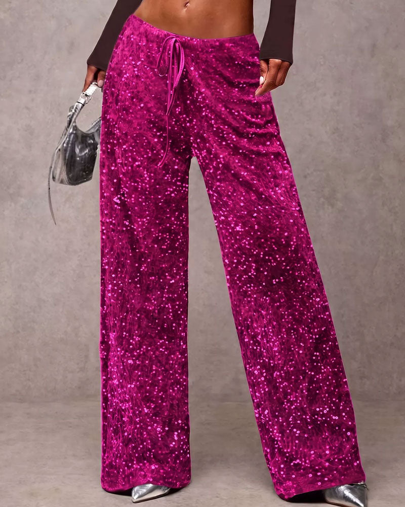 Fashionable Drawstring Straight-Leg Pants