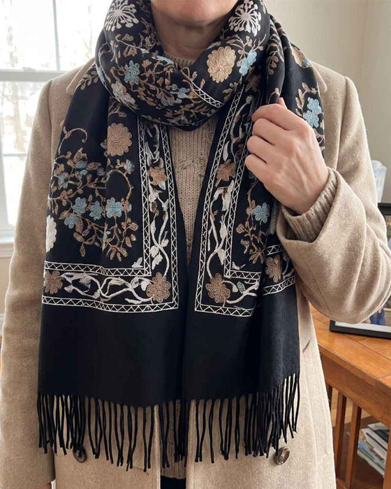 Printed Fringed Long Scarf