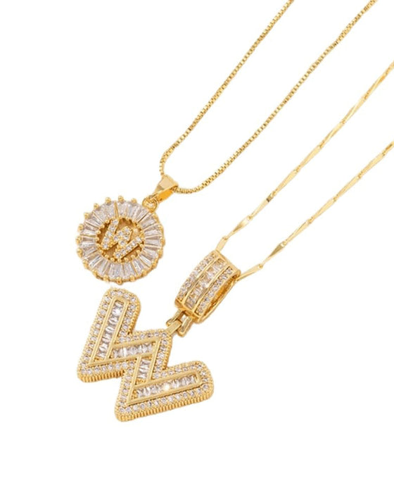 Initial Letter Pendant Necklaces -2 Pack