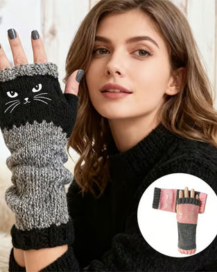 Cat Fingerless Gloves