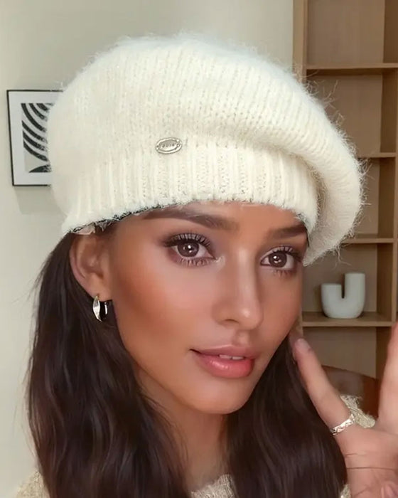 Women Plain Knit Beret Beanie
