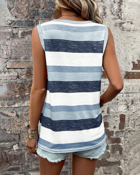 Stripe Print Casual Tank Top