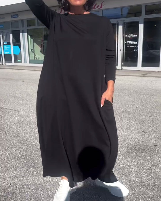 Loose Long Sleeve Round Neck Dress