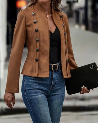 Stylish double-breasted solid color coat