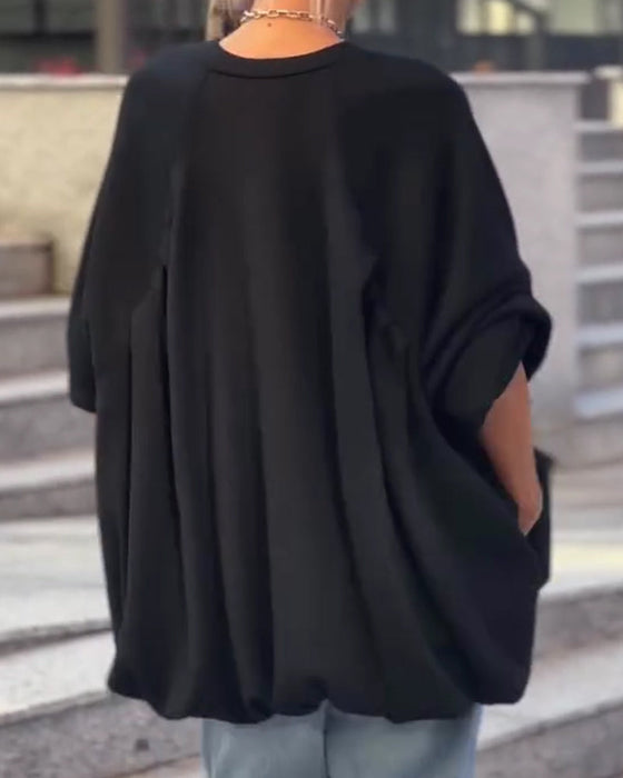 Solid Color Loose Irregular Top