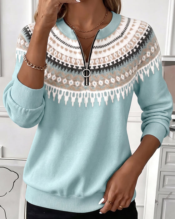 Color-Block Zip Long Sleeve Sweatshirts