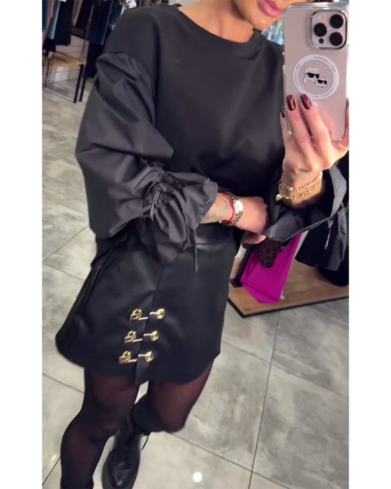 Solid color elegant pullover sweatshirt