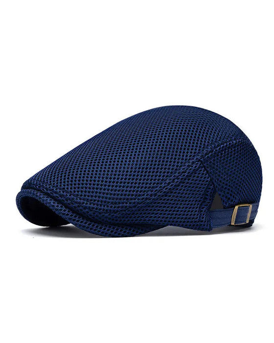Men's Breathable Mesh Flat Cap - Adjustable Newsboy Ivy Beret Summer Hat