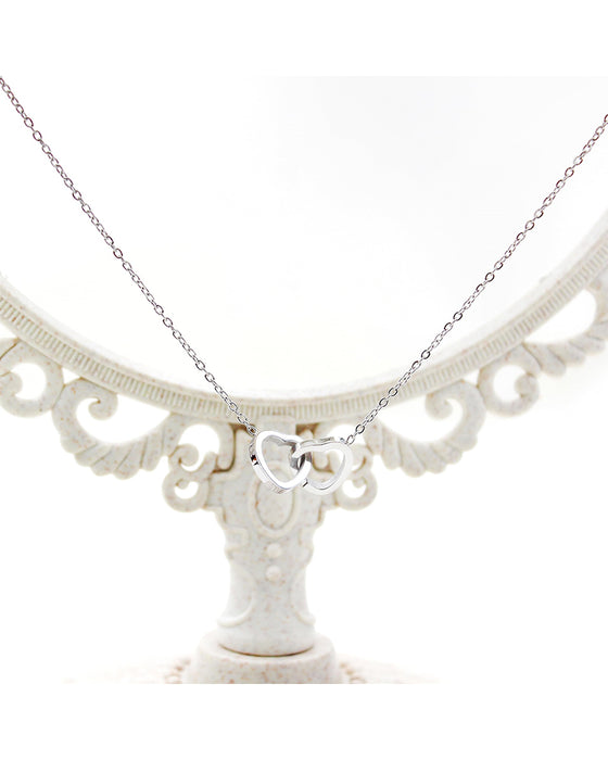 Bone Chain Double Heart Necklace