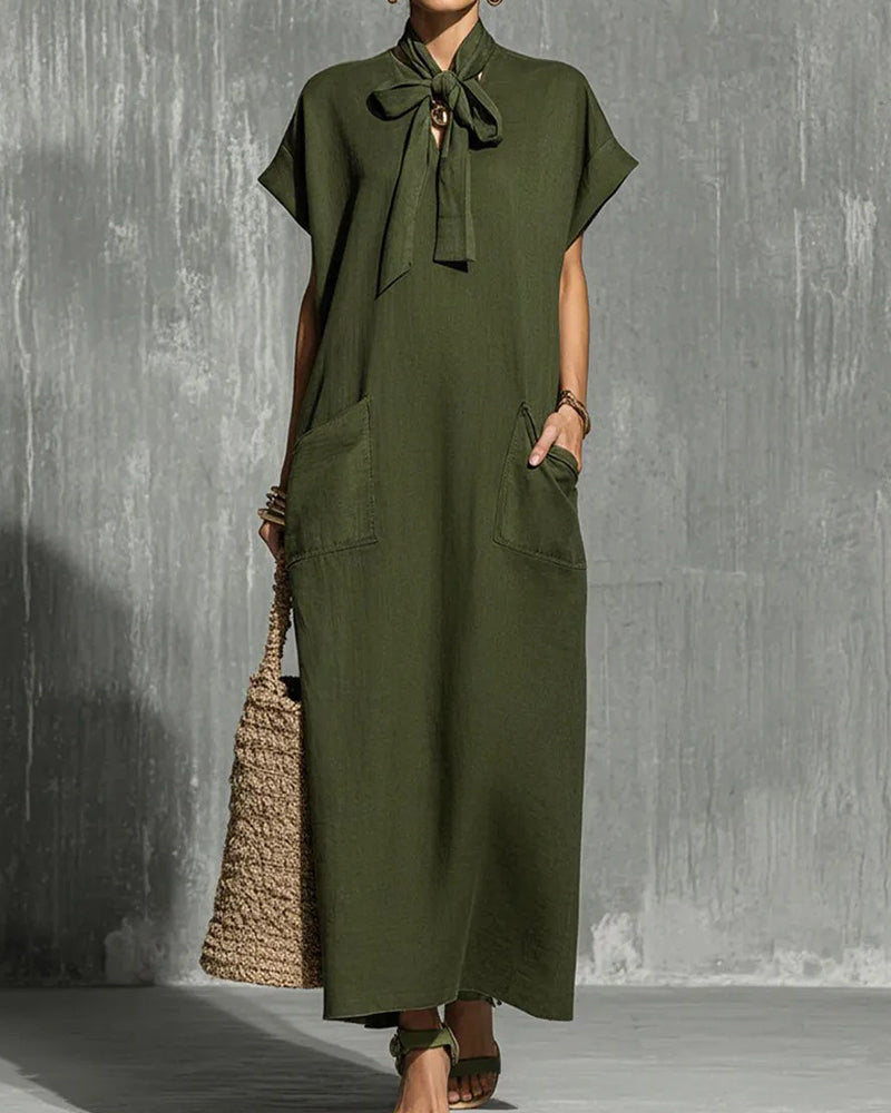 Short Sleeve Lace Up Dress