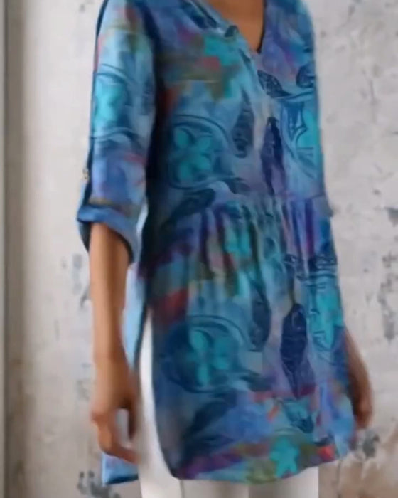 V-Neck Printed Casual Top