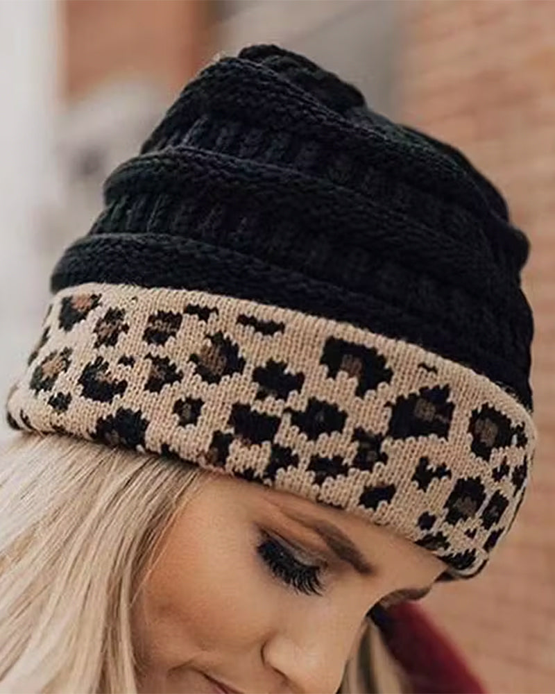 Women Winter Beanie Hat Leopard Warm Earflap Cap