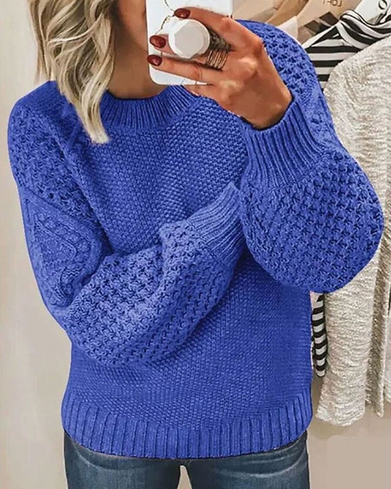 Versatile Solid Color Knit Pullover