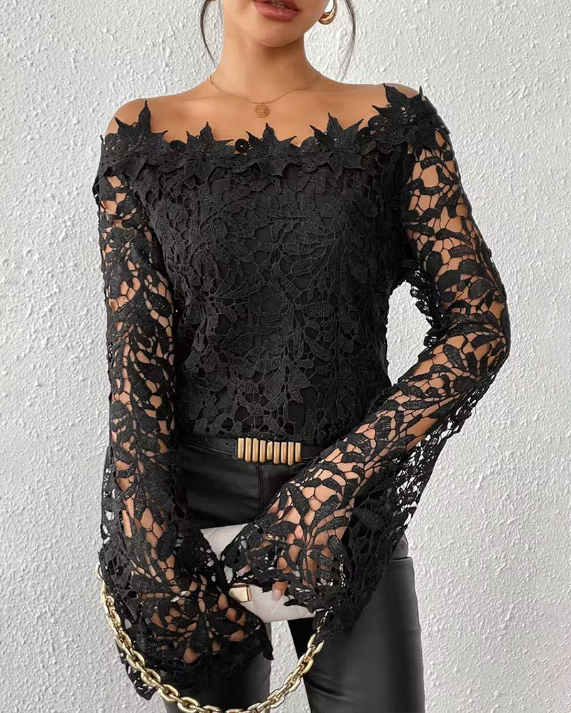 Fashionable Off-Shoulder Crochet Blouse