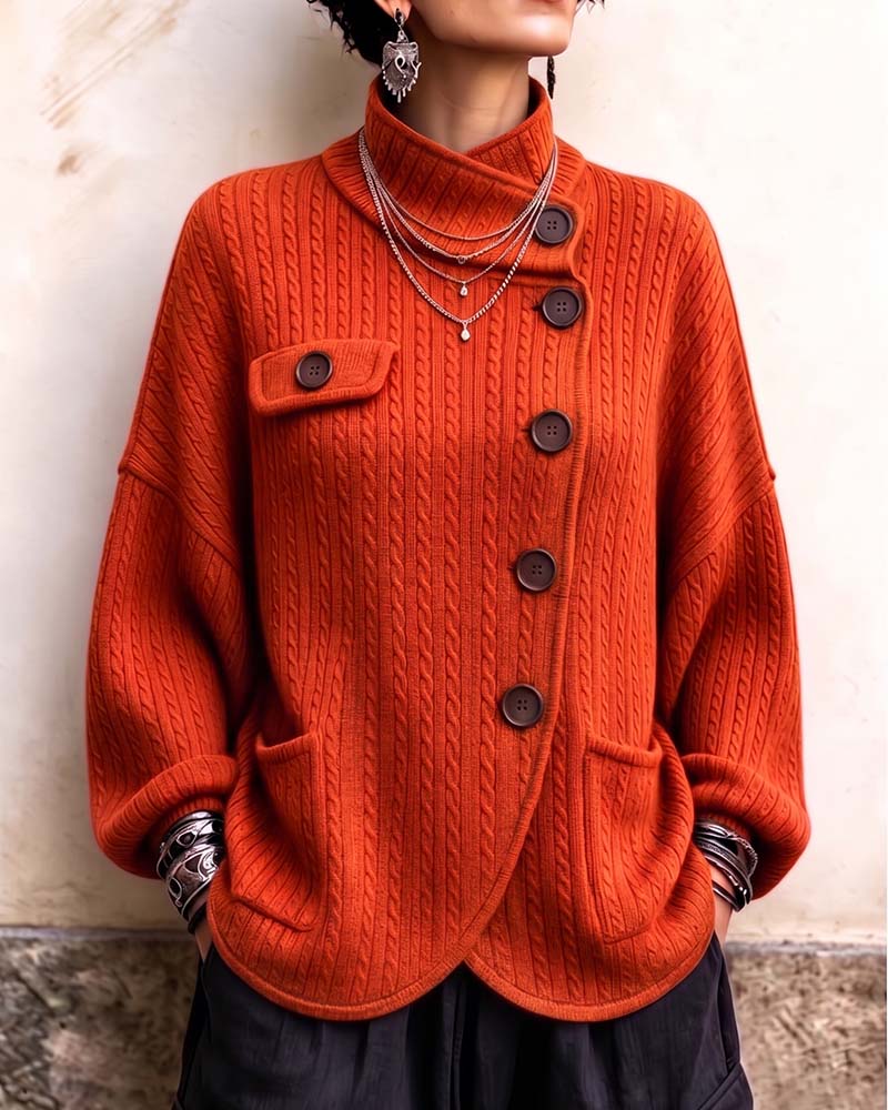 Single-Breasted Slit Hem Coat