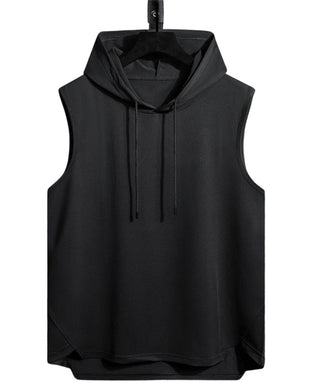 Hooded Drawstring Sleeveless Sports Tank Top