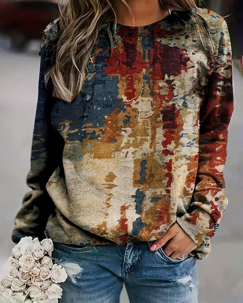 Vintage Printed Casual Top