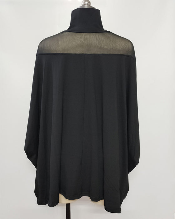 Sheer Cold Shoulder Dolman Sleeve Blouse