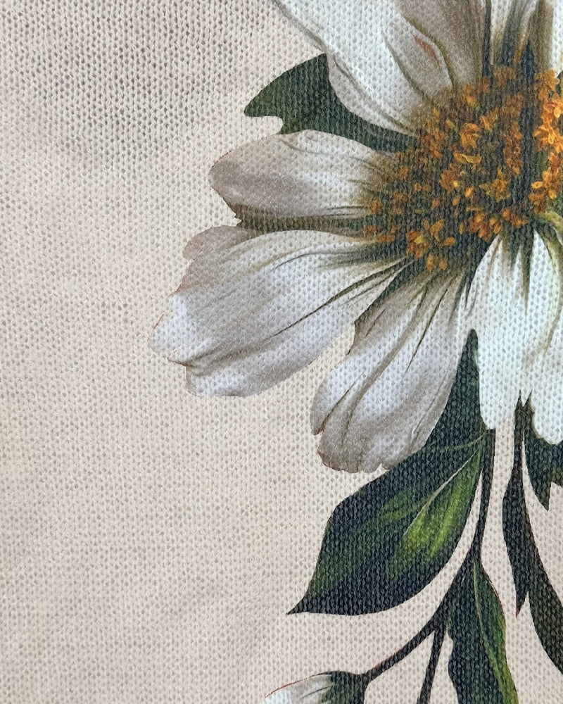 V-Neck Knitted Floral Pullover