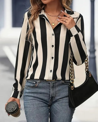 Vertical Striped Collar Button-Down Shirt