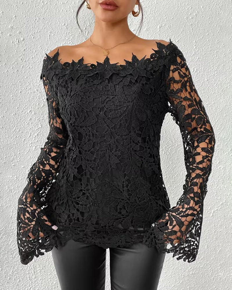 Fashionable Off-Shoulder Crochet Blouse