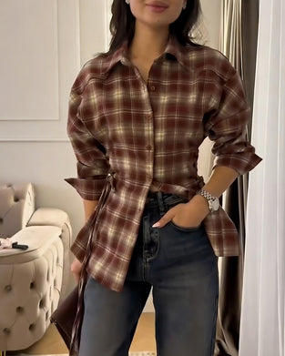 Plaid Maillard Lace-Up Shirt