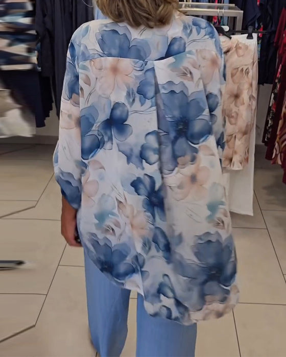 Watercolor Floral Casual Blouse