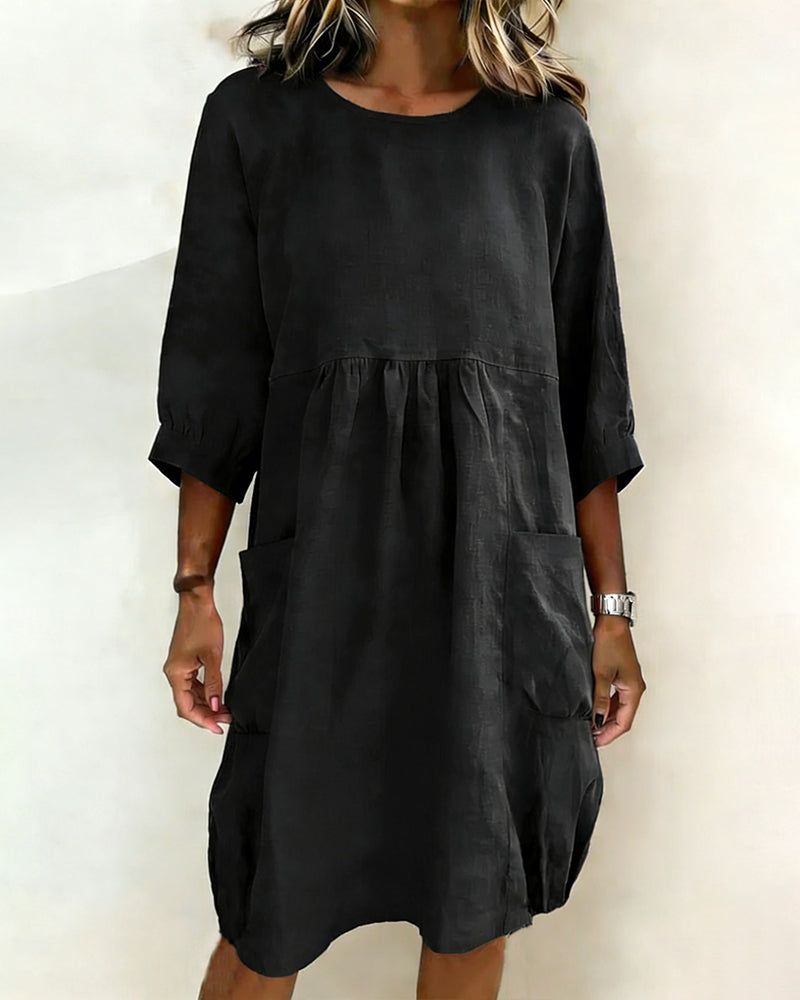 Three-Quarter Sleeve Loose Dress