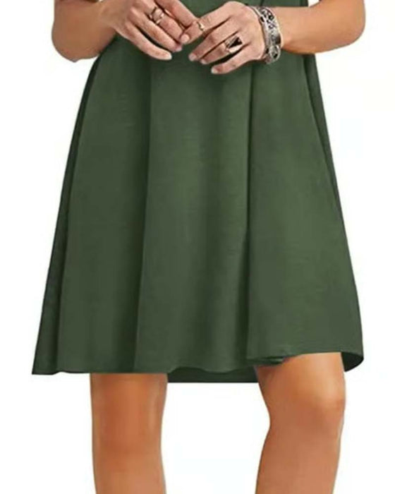 Ruffle Short Sleeve Round Neck Dress