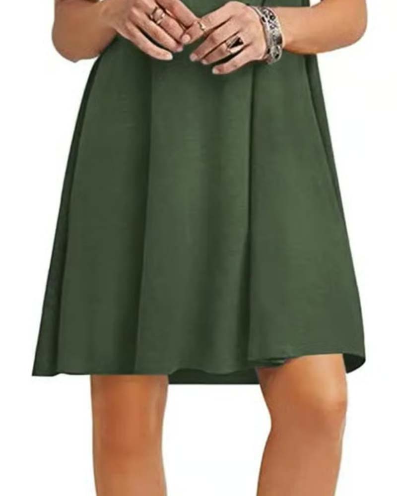 Ruffle Short Sleeve Round Neck Dress