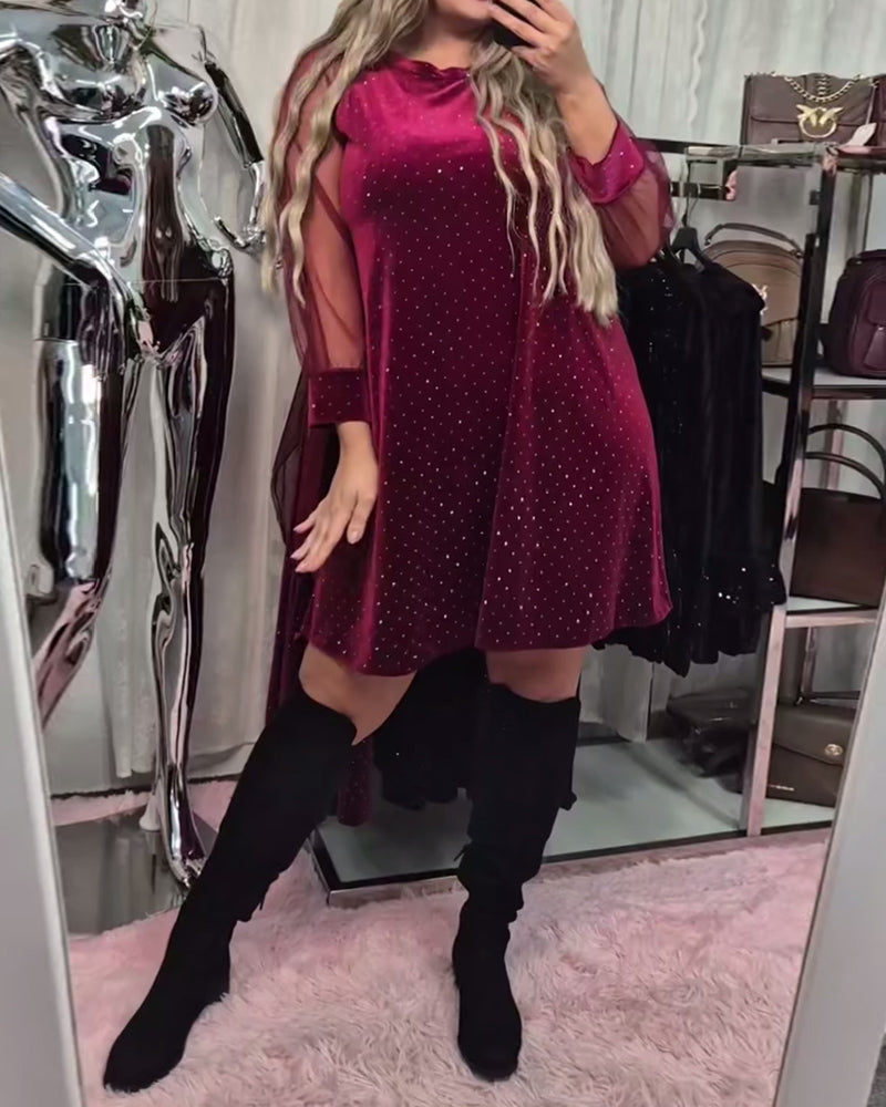 Patchwork Long-Sleeved Elegant Dress