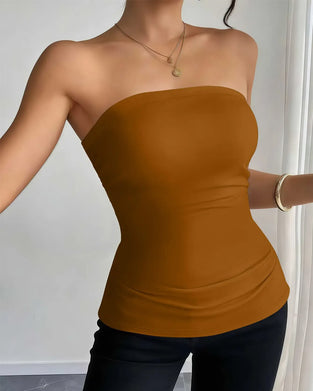 Strapless Solid Fashion Tank Top