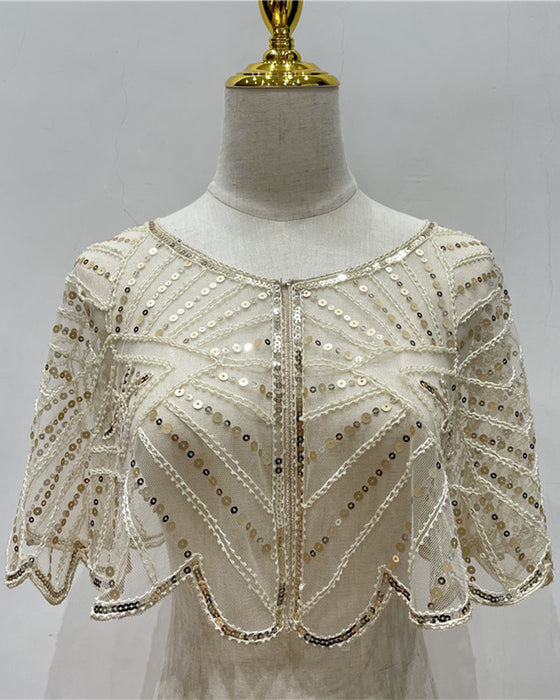 Vintage lace with beads shawl