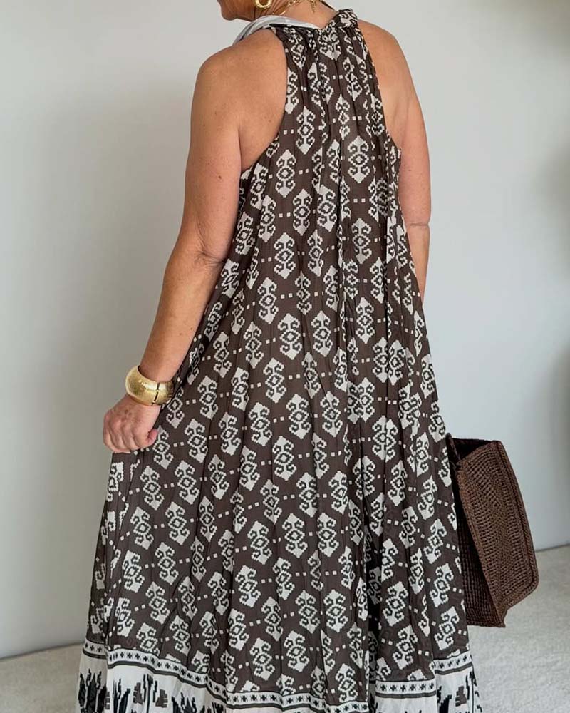 V-Neck Halter Elegant Maxi Dress