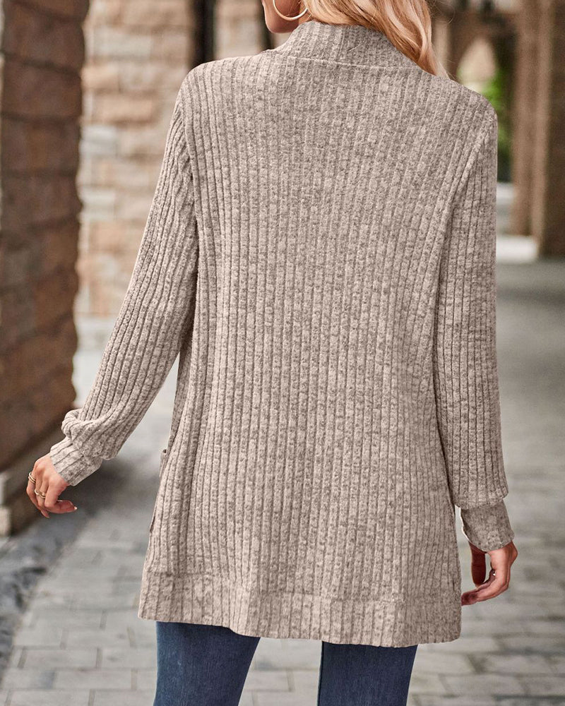 Brushed Casual Long-Sleeve Coat