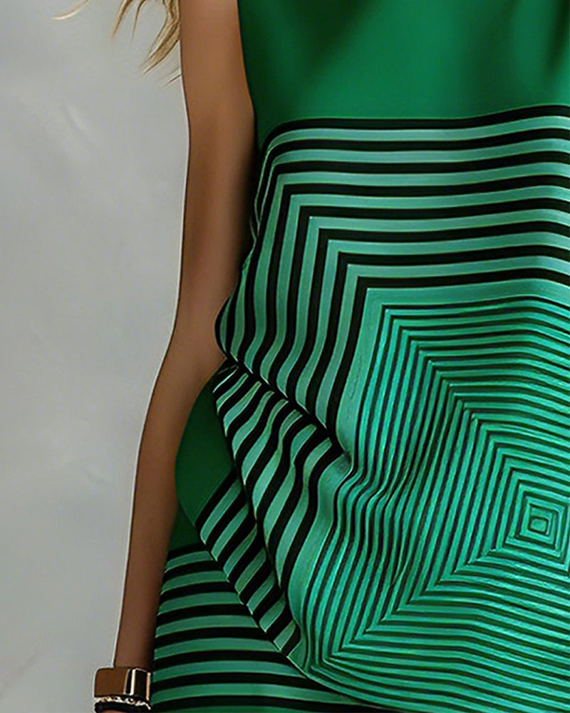 Crewneck Tank Top Wide Leg Pant Geometric Print Set
