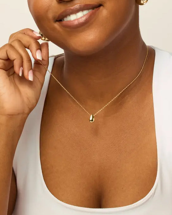 14K Gold Plated Women's Teardrop Pendant Necklace with Adjustable Chain