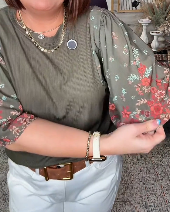 Floral Puff Sleeve Blouse