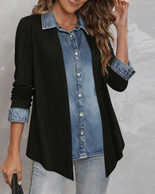 Stylish Denim Patchwork Shirt