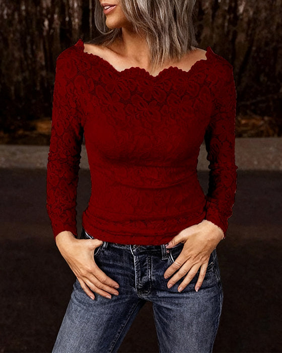 Solid Color Long-Sleeved Base Layer Top