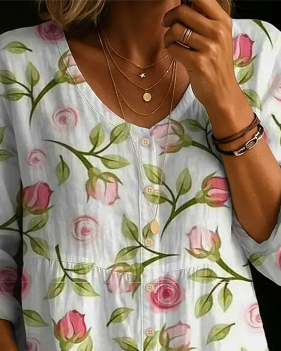 Floral Print Loose Blouse