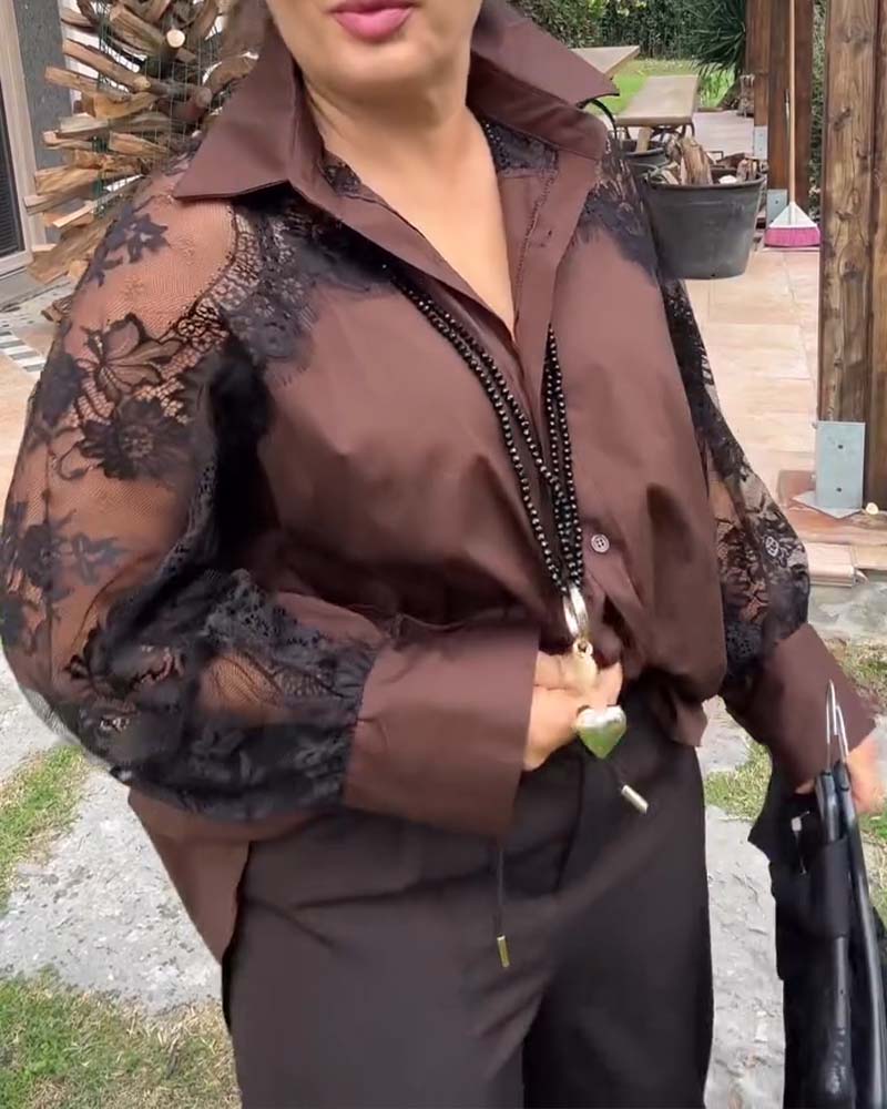 Sexy Patchwork Collared Shirt