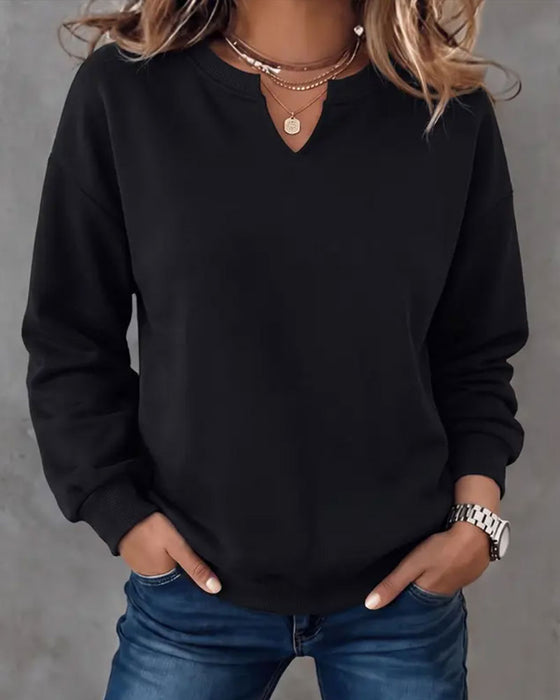 Small V-Neck Casual Long Sleeve Sweatshirt