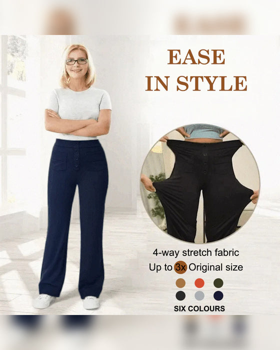 High-Waisted Button-Down Wide-Leg Pants