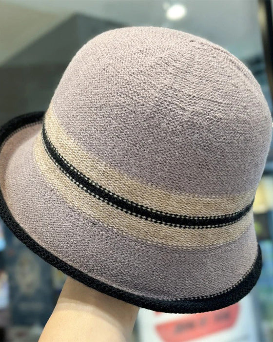 Women's Foldable Striped Cloche Bucket Hat