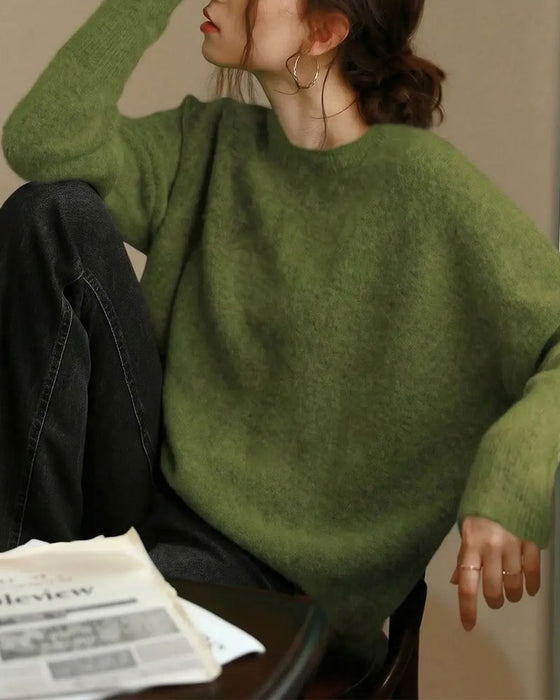 Crew Neck Long Sleeve Relaxed Knit Pullover