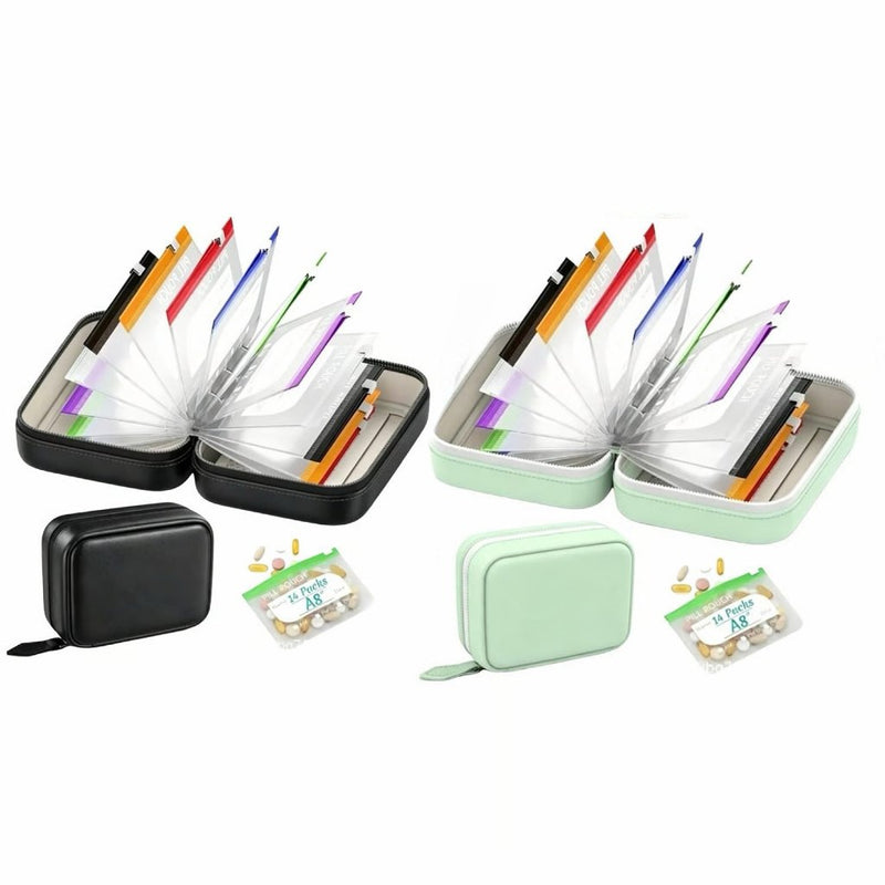 Premium Waterproof PU Travel Pill Organizer Set